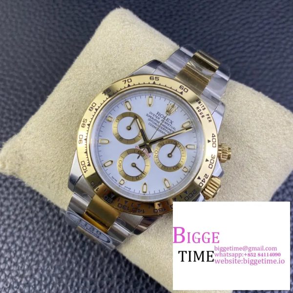 Daytona 116503 SS/YG Clean Factory 1:1 Best Edition White Stick Dial on SS/YG Oyster Bracelet A4130 - Image 4