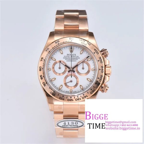 Daytona 116505 1:1 Best Edition Clean Factory White Stick Dial on RG Bracelet A4130