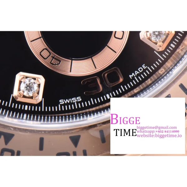 Daytona 116505 Clean Factory 1:1 Best Edition Black Diamonds Dial on RG Bracelet SA4130 - Image 5