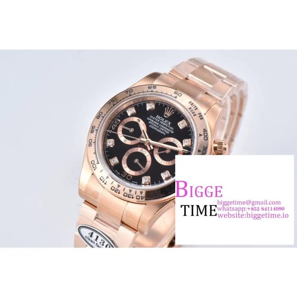 Daytona 116505 Clean Factory 1:1 Best Edition Black Diamonds Dial on RG Bracelet SA4130 - Image 8