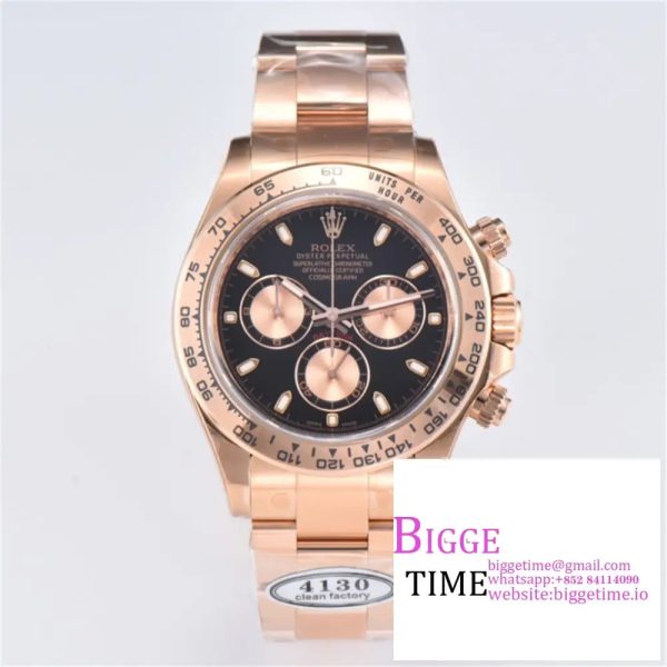 Daytona 116505 RG Clean Factory 1:1 Best Edition Black Stick Dial on RG Bracelet A4130