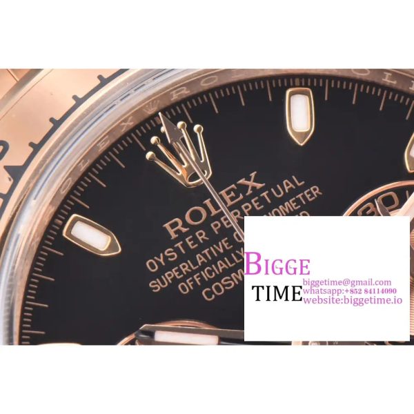 Daytona 116505 RG Clean Factory 1:1 Best Edition Black Stick Dial on RG Bracelet A4130 - Image 2