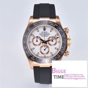 Daytona 116515 1:1 Best Edition Clean Factory Black Ceramic Bezel White Stick Dial on Oysterflex Rubber Strap A4130