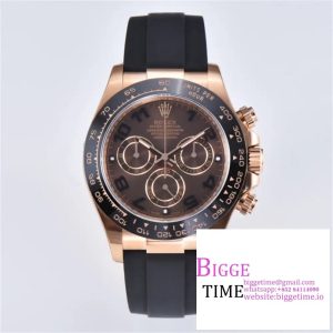 Daytona 116515 RG Clean Factory 1:1 Best Edition Black Ceramic Bezel Brown Dial Numeral Marker on Oysterflex Rubber Strap A4130