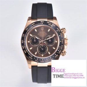 Daytona 116515 RG Clean Factory 1:1 Best Edition Black Ceramic Bezel Brown Stick Dial on Oysterflex Rubber Strap A4130