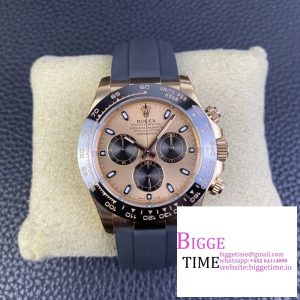 Daytona 116515 RG Clean Factory 1:1 Best Edition Black Ceramic Bezel RG Dial Black/White Stick on Oysterflex Rubber Strap A4130