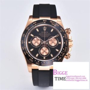 Daytona 116515 RG Clean Factory 1:1 Best Edition Black Ceramic Bezel Black Stick Dial on Oysterflex Rubber Strap A4130