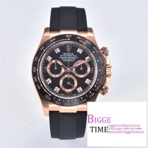 Daytona 116515 RG Clean Factory 1:1 Best Edition Black Ceramic Bezel Black Stick Dial on Oysterflex Rubber Strap A4130