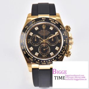 Daytona 116518 Clean Factory 1:1 Best Edition Black Diamonds Dial on Oysterflex Rubber Strap SA4130