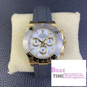 Daytona 116518 YG Clean Factory 1:1 Best Edition Black Ceramic Bezel White Stick Dial on Oysterflex Rubber Strap A4130