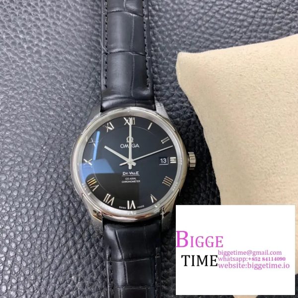 De Ville Hour Vision 41mm SS VSF 1:1 Best Edition Black Dial on Black Crocodile Strap A8500 - Image 5