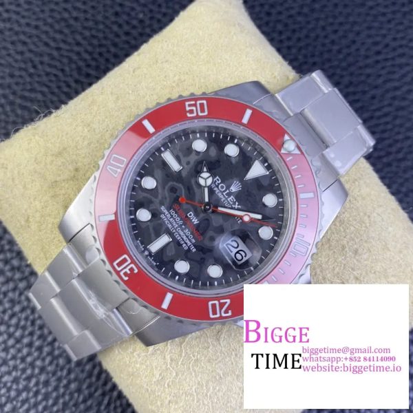 DIW Submariner 40mm Red Bezel Carbon Dial SS Bracelet VSF VS3135 - Image 2