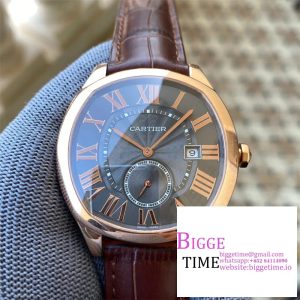 Drive De Cartier RG APS 1:1 Best Edition Grey Dial on Leather Strap A23J
