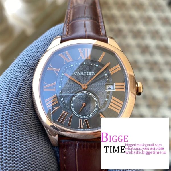 Drive De Cartier RG APS 1:1 Best Edition Grey Dial on Leather Strap A23J