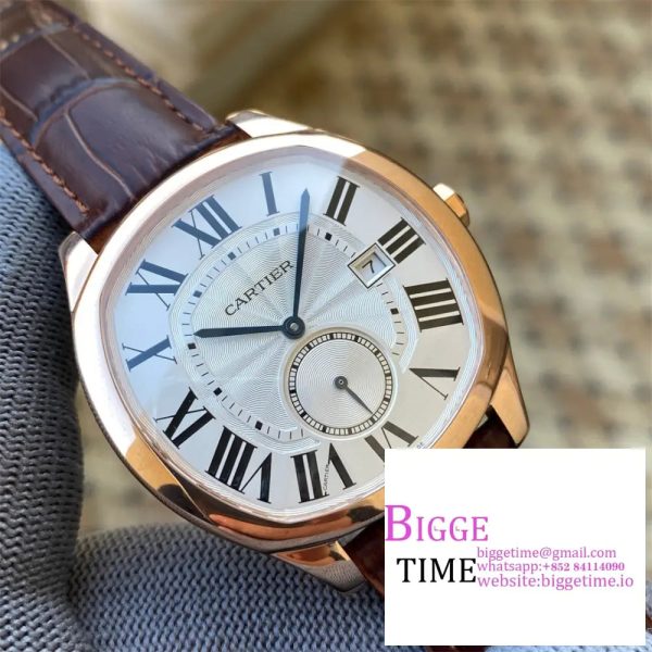Drive De Cartier RG APS 1:1 Best Edition White Dial on Leather Strap A23J - Image 4