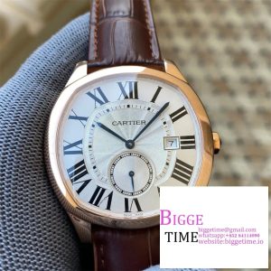 Drive De Cartier RG APS 1:1 Best Edition White Dial on Leather Strap A23J