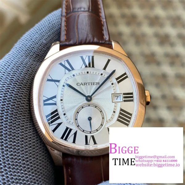 Drive De Cartier RG APS 1:1 Best Edition White Dial on Leather Strap A23J