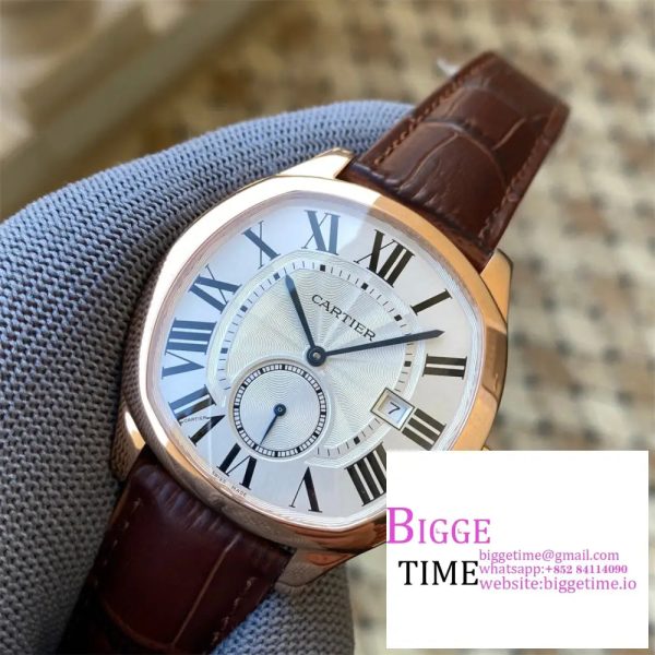 Drive De Cartier RG APS 1:1 Best Edition White Dial on Leather Strap A23J - Image 3