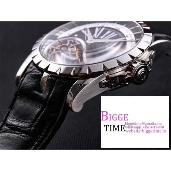 Excalibur Double Tourbillon 45m Black/White Dial Black Leather Strap JBF Tourb - Image 3