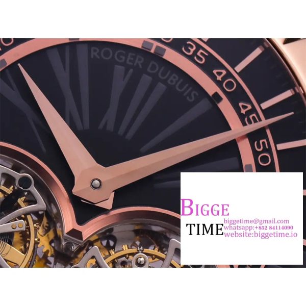 Excalibur Double Tourbillon 45m RG Black Dial Brown Leather Strap JBF Tourb - Image 5