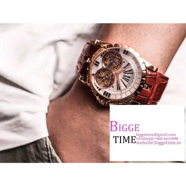 Excalibur Double Tourbillon 45m RG White Dial Brown Leather Strap JBF Tourb - Image 7