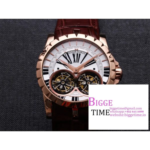 Excalibur Double Tourbillon 45m RG White Dial Brown Leather Strap JBF Tourb - Image 6