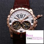 Excalibur Double Tourbillon 45m RG White Dial Brown Leather Strap JBF Tourb
