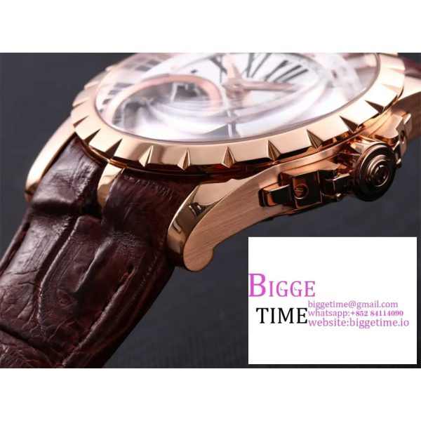 Excalibur Double Tourbillon 45m RG White Dial Brown Leather Strap JBF Tourb - Image 3