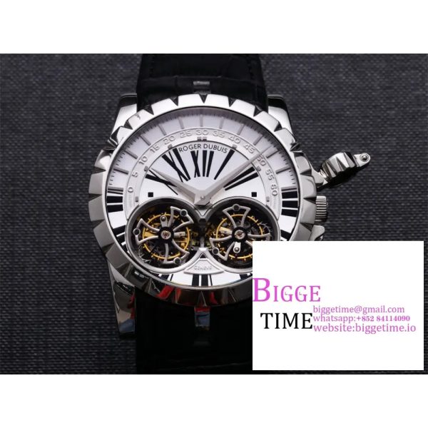 Excalibur Double Tourbillon 45m White Dial Black Leather Strap JBF Tourb - Image 6
