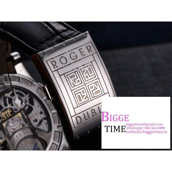 Excalibur Double Tourbillon 45m White Dial Black Leather Strap JBF Tourb - Image 9