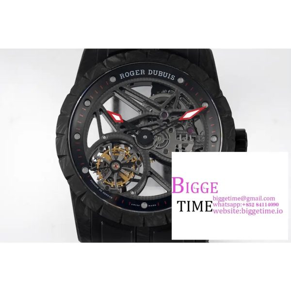 Excalibur Tourbillon 45m Black Openwork Black Rubber Strap JBF Tourb - Image 4