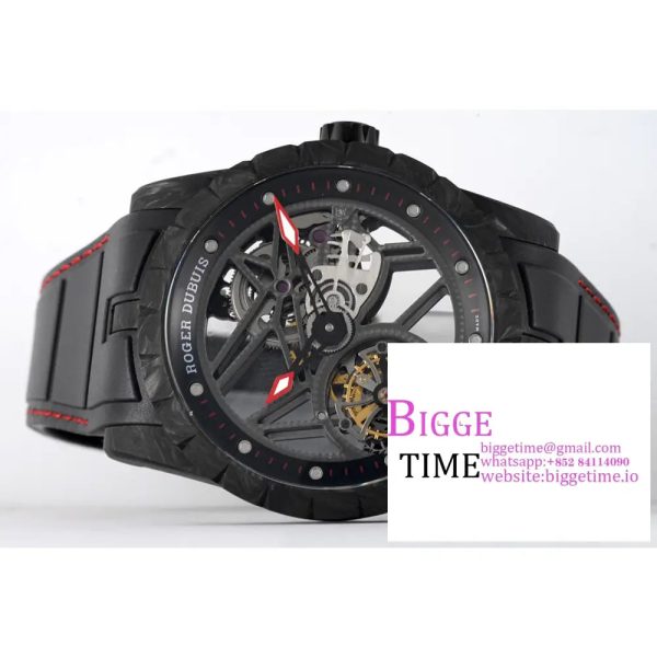 Excalibur Tourbillon 45m Black Openwork Black Rubber Strap JBF Tourb - Image 6