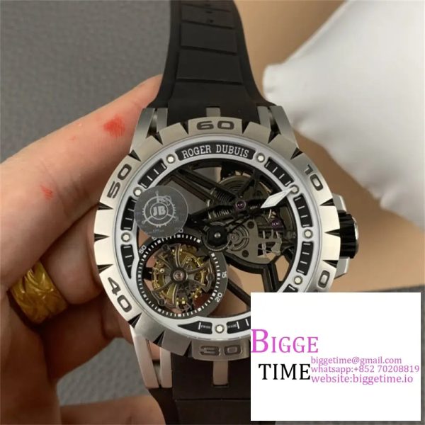 Excalibur Tourbillon 45m Black Openwork Black Rubber Strap JBF Tourb