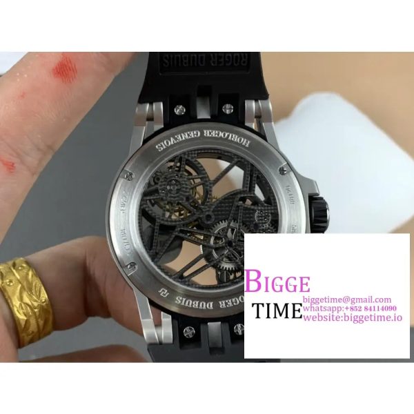 Excalibur Tourbillon 45m Black Openwork Black Rubber Strap JBF Tourb - Image 4