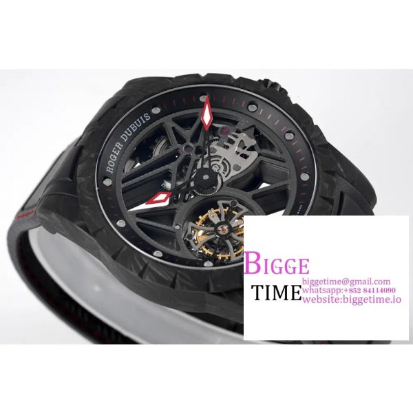 Excalibur Tourbillon 45m Black Openwork Black Rubber Strap JBF Tourb - Image 5