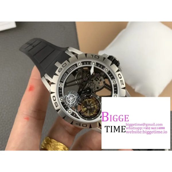 Excalibur Tourbillon 45m Black Openwork Black Rubber Strap JBF Tourb - Image 3