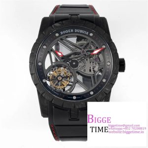 Excalibur Tourbillon 45m Black Openwork Black Rubber Strap JBF Tourb
