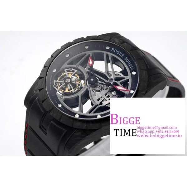 Excalibur Tourbillon 45m Black Openwork Black Rubber Strap JBF Tourb - Image 2