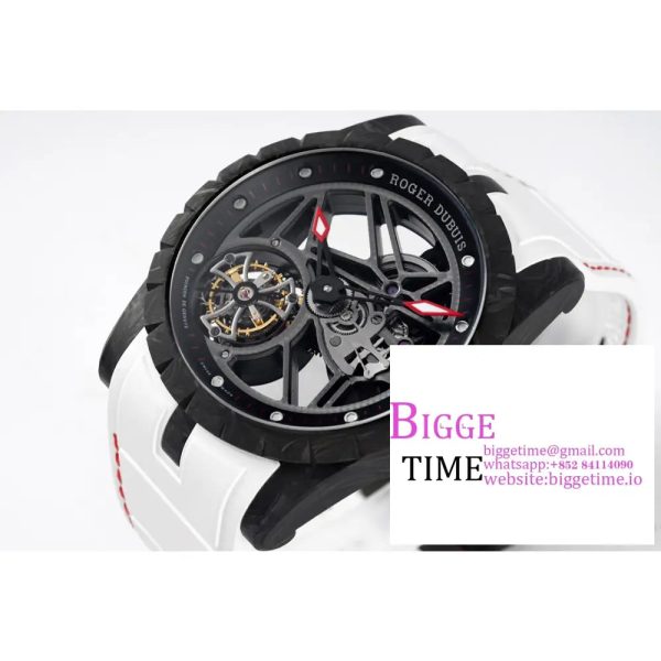 Excalibur Tourbillon 45m Black Openwork White Rubber Strap JBF Tourb - Image 4