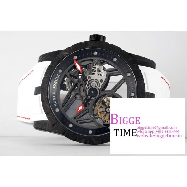 Excalibur Tourbillon 45m Black Openwork White Rubber Strap JBF Tourb - Image 2