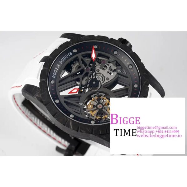 Excalibur Tourbillon 45m Black Openwork White Rubber Strap JBF Tourb - Image 5