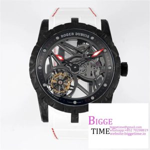 Excalibur Tourbillon 45m Black Openwork White Rubber Strap JBF Tourb