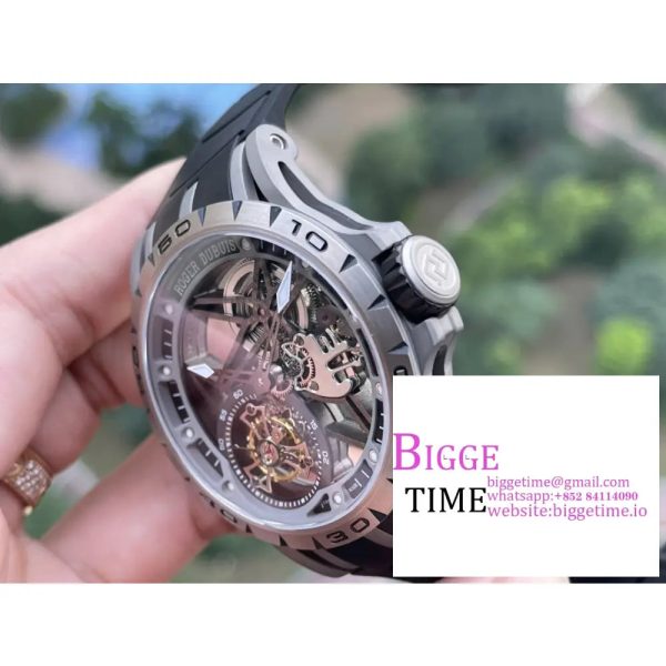 Excalibur Tourbillon 45m Carbon Openwork Black Rubber Strap BBRF Tourb - Image 5