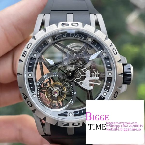 Excalibur Tourbillon 45m Carbon Openwork Black Rubber Strap BBRF Tourb