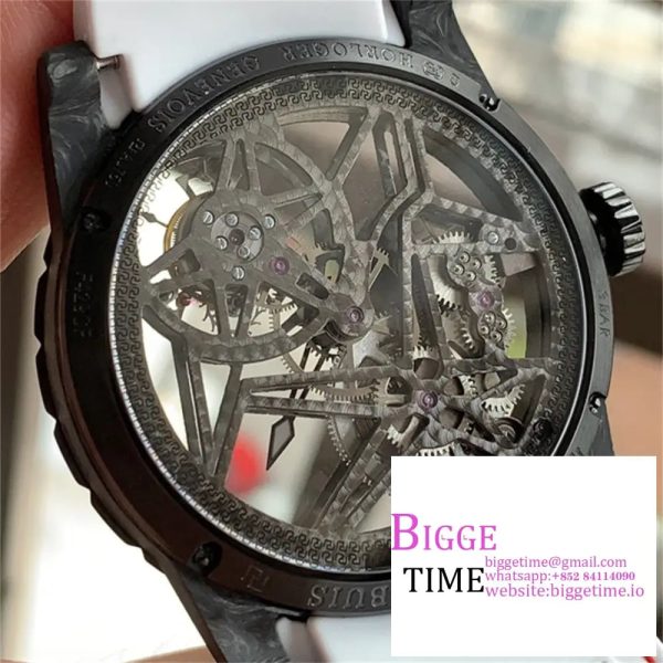 Excalibur Tourbillon 45m Carbon Openwork Red Hand White Rubber Strap BBRF Tourb - Image 3
