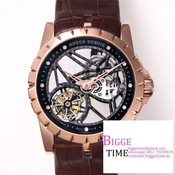 Excalibur Tourbillon 45m RG Black Dial Brown Leather Strap JBF Tourb