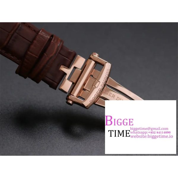Excalibur Tourbillon 45m RG Diamond Bezel Black Openwork Brown Leather Strap JBF Tourb - Image 9