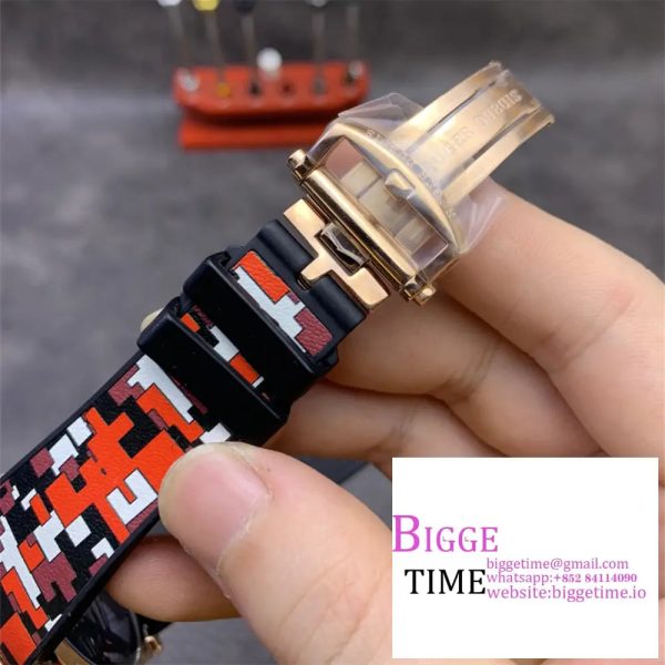 Excalibur Tourbillon 45m RG Red Openwork Camo Rubber Strap BBRF Tourb - Image 5