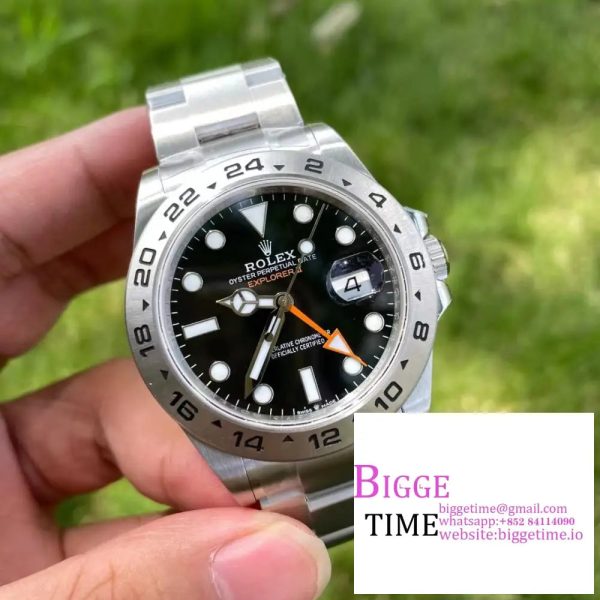 Explorer II 42mm 226570 Black 904L SS V2 GMF 1:1 Best Edition Black Dial on Bracelet  SH3285 (Correct Hand Stack) - Image 2