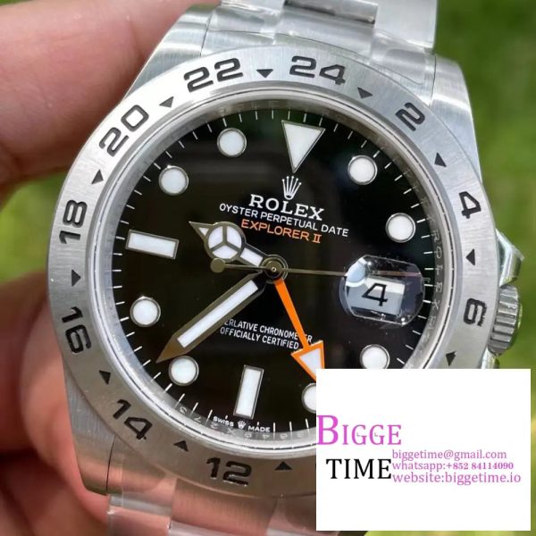 Explorer II 42mm 226570 Black 904L SS V2 GMF 1:1 Best Edition Black Dial on Bracelet  SH3285 (Correct Hand Stack) - Image 3